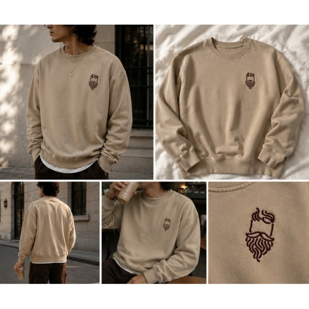 NWT Goodfellow & Co Beige Minimalist Crewneck Sweatshirt Men L Pullover Skater‎